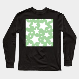 White star print on light green Long Sleeve T-Shirt